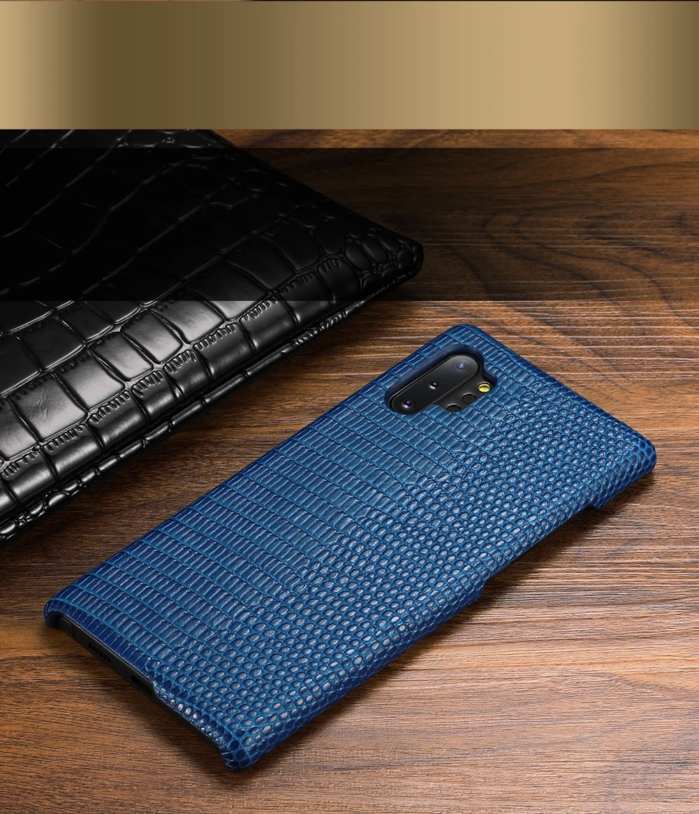 Чехол из натуральной кожи для samsung Galaxy Note 10/Note 10 Plus, чехол для телефона, Роскошный деловой кожаный чехол с узором ящерицы
