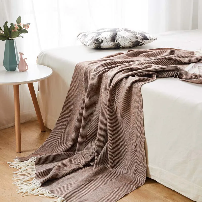 Геометрическое вязаное шерстяное одеяло для кровати с кисточкой Manta Cobertor массивное вязаное одеяло s диван плед Рождественское украшение для дома