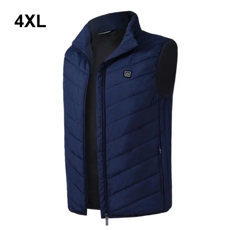 Blue 4XL Теплый жилет с подогревом для мужчин и женщин, моющийся, с зарядкой от Usb, теплый жилет с контролем температуры, для улицы, кемпинга, туризма, гольфа, охоты, куртка ED - Цвет: Blue 4XL