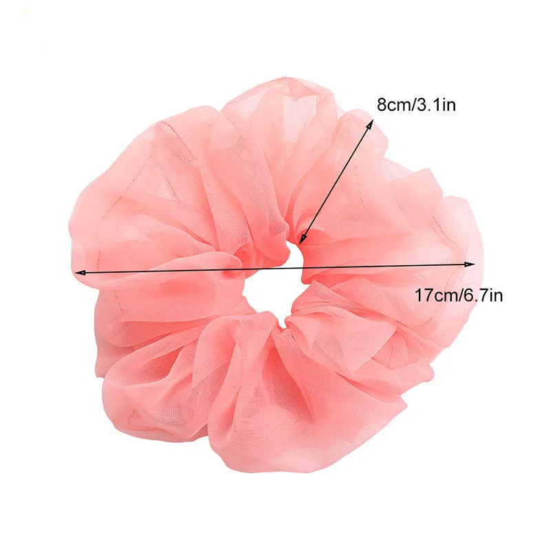 designer hair clips New Chiffon Organza Elastic Hair Bands For Women Girls Solid Color Scrunchies Headband Hair Ties Ponytail Holder Hair Accessory butterfly hair clips