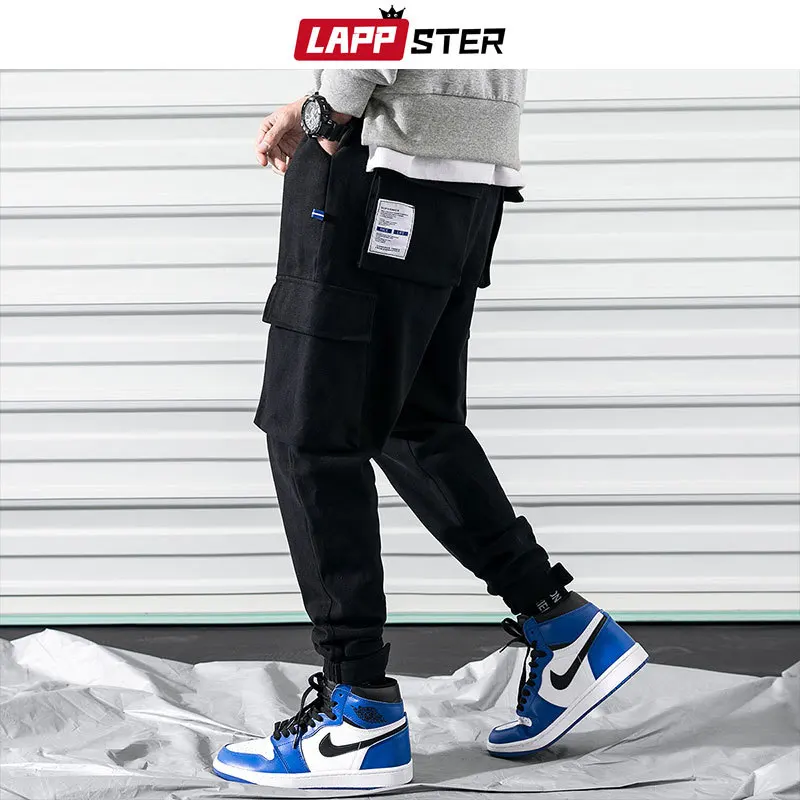 

Solid Streetwear Cargo Pants Men Cotton Joggers Pants 2019 Spring Hip Hop Track Pants Mens Overalls Black Sweatpants
