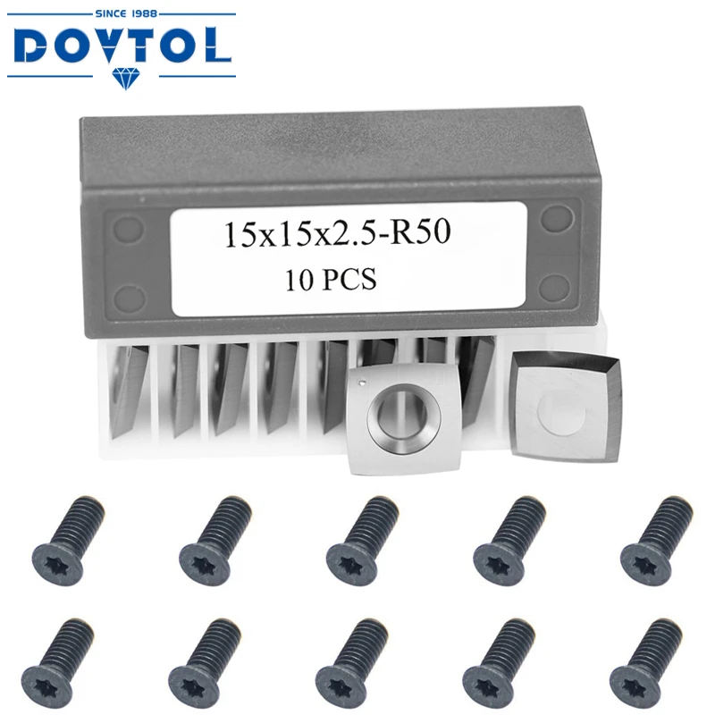 15x15x2.5mm R50 Carbide Inserts Cutters 2" Radius for Woodworking