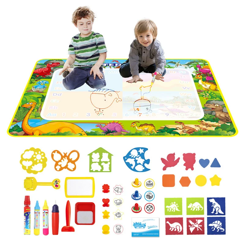 Kids Water Magic Doodle Mat Dinosaur Style Drawing Mat & Pens Coloring Painting Board Educational Toys for Children