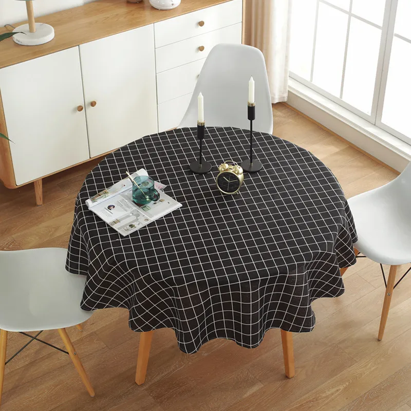 Table-Cloth Round Nordic Cotton Christmas-Pattern Washable Thick Polyester White And