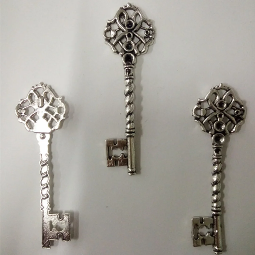 

4pcs 20x68mm Key Charms For Earrings Pendants Antique Silver Color