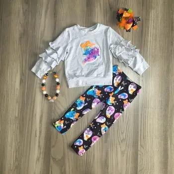 

children Girls Fall clothes girls halloween outfits tie dye ghost raglan gir ghost pants girl Halloween set with accessori