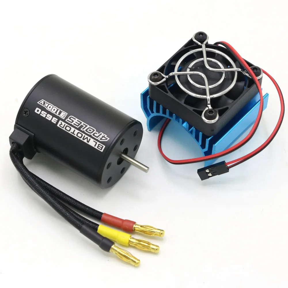 Vue d'ensemble du combo moteur brushless 4300KV et ESC 45A-120A, idéal pour performances RC fiables.