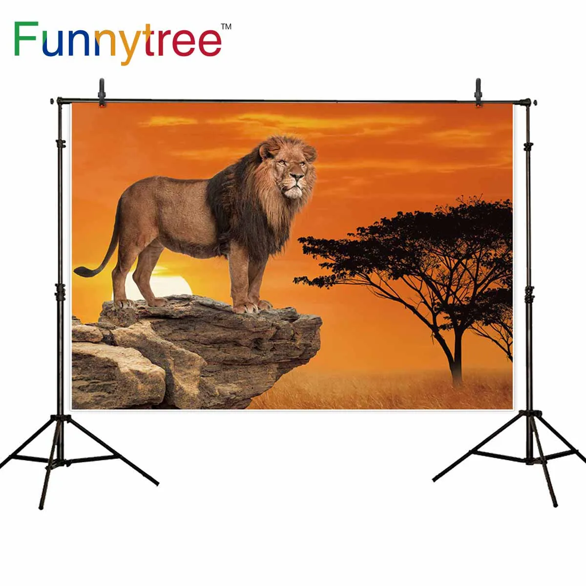 Funnytree фотостудия фото фон Лев королевские декорации поле Джунгли горное пастбище дерево фотосессия виниловая фотозона