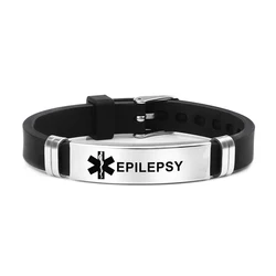 Laser Engraved Diabetes Medical Alert ID Bracelet - Adjustable Emergency Wristband (EPILEPSY)