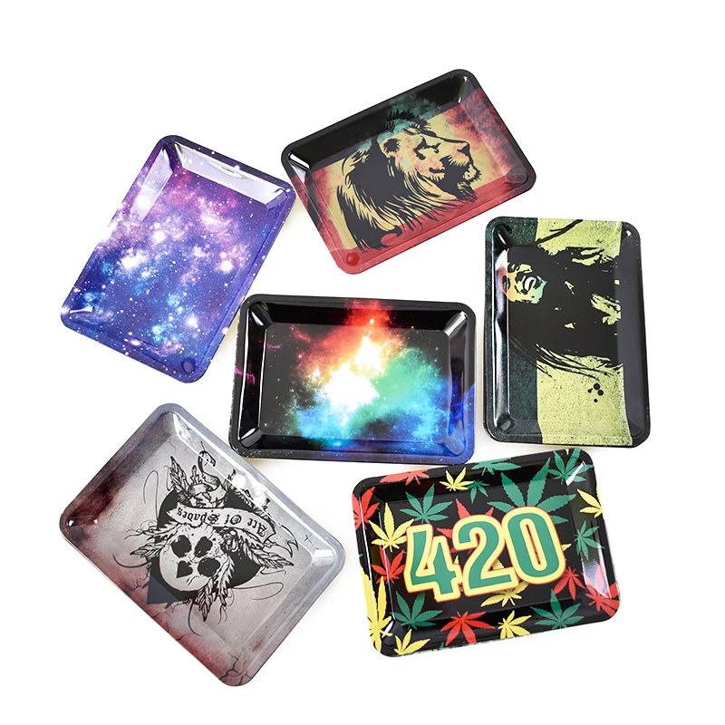 18*12.5 cm table small women cigarette joint smoking dish metal tin tobacco weed rolling paper tray storage