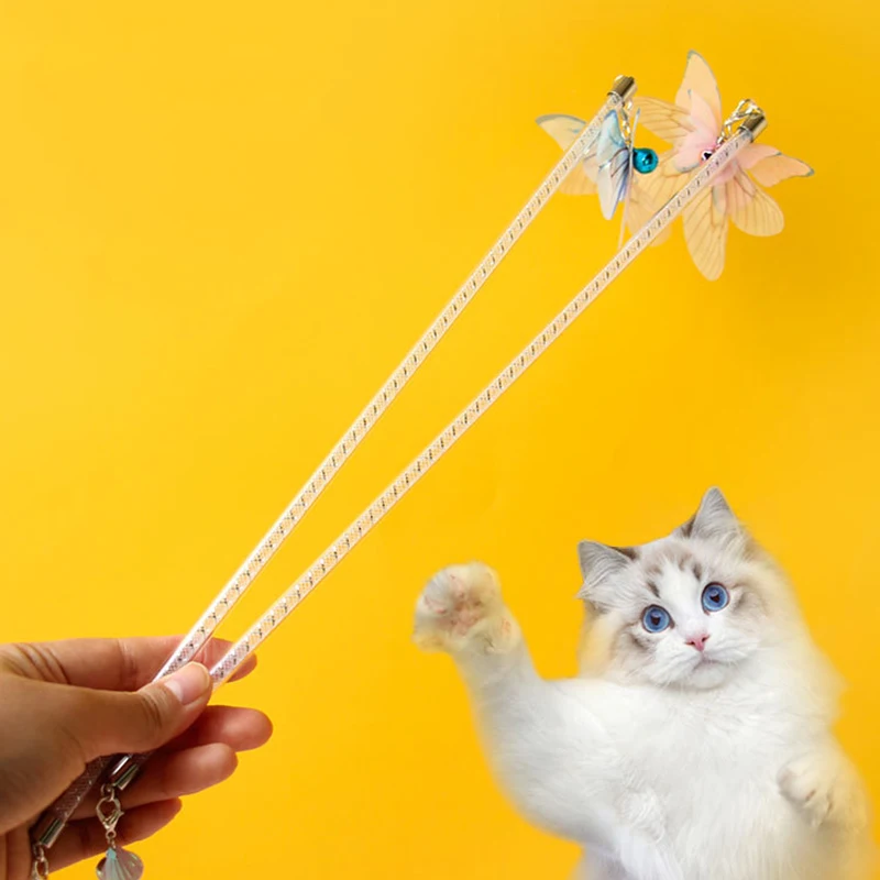 

Pet Cat Toy Cat Teaser Wand Interactive Shell Bell Butterfly Cat Wand Toy Cat Exercise Toy for Cats Kitten Pet Supplies