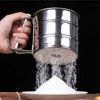 

Powerful Handheld Flour Sifter Stainless Steel Icing Sugar Mesh Sieve Cup Baking Kitchen Bakeware Tools