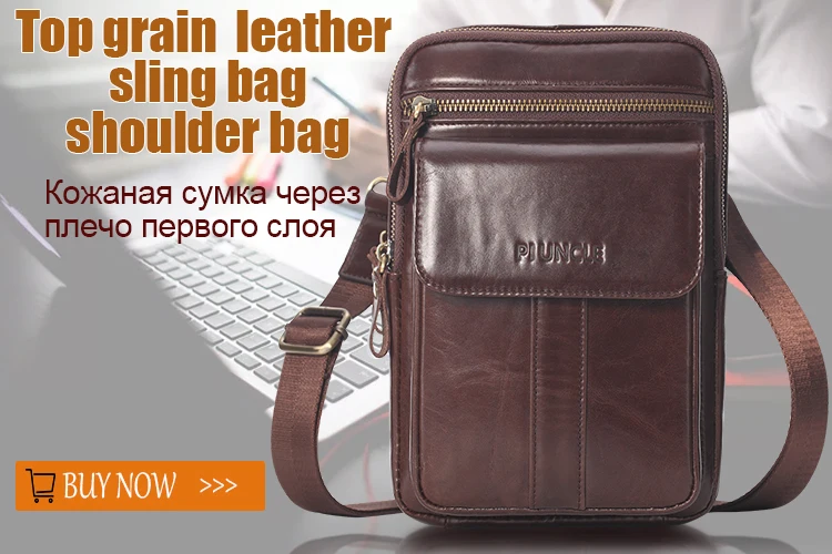 Genuine Leather Men's Messenger Bag Men shoulder Business Laptop Bag Briefcase Document Cross Body Oil Wax Cowhide Male Handbags