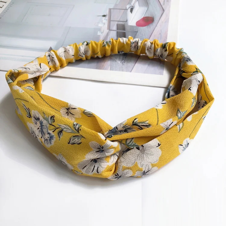 H85c5d9c85d854cdd9a9cf689629ac3b0v Fashion Cross Knot Headbands Flower Print Elastic Hair Bands Ties Scarf Ribbon Headwear Women Hair Accessories Head Wrap Mallzona