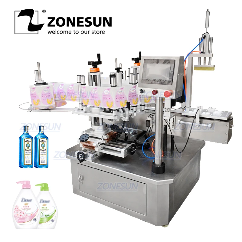 ZONESUN ZS-TB210 полуавтоматическая машина для нанесения этикеток на бутылки двойного размера