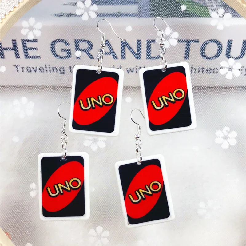 1Pair Drop Earrings  Magic Poker Game Card Crafts Dangle Acrylic Jewelry for Children and Woman