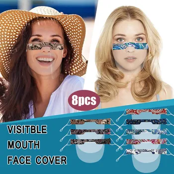 

8PCS Mini Shield Washable Reusable Comfortable Mask Transparent Visual PVC Mask For Protection For Adults Scarf Flag Bandana#3