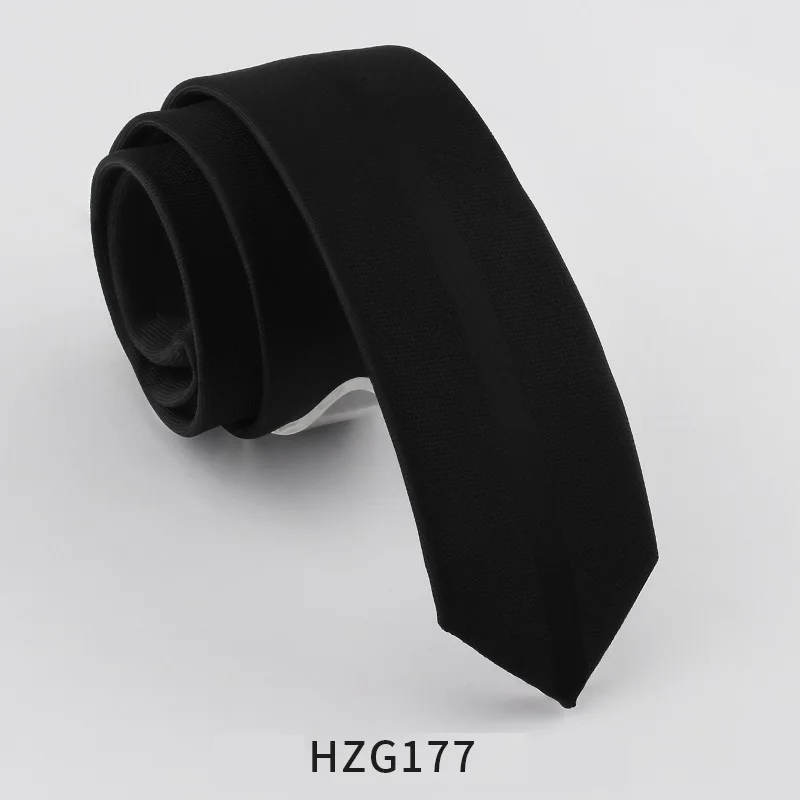 HZG177 Высокое качество новые дизайнерские бренды модные деловые повседневные 5,5 см тонкие галстуки для мужчин обтягивающие Галстуки рабочие с подарочной коробкой черные - Color: HZG177