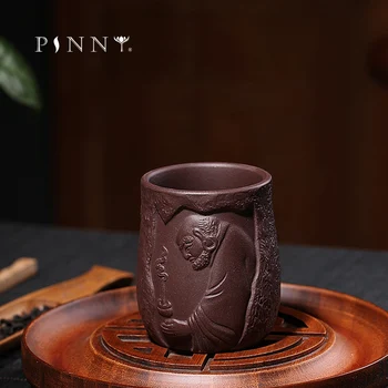 

PINNY 150cc Yixing Purple Clay Dharma Teacups Hand Made Purple Sand Tea Cup Hand Carved Kung Fu Tea Set Heat Resistant Drinkware