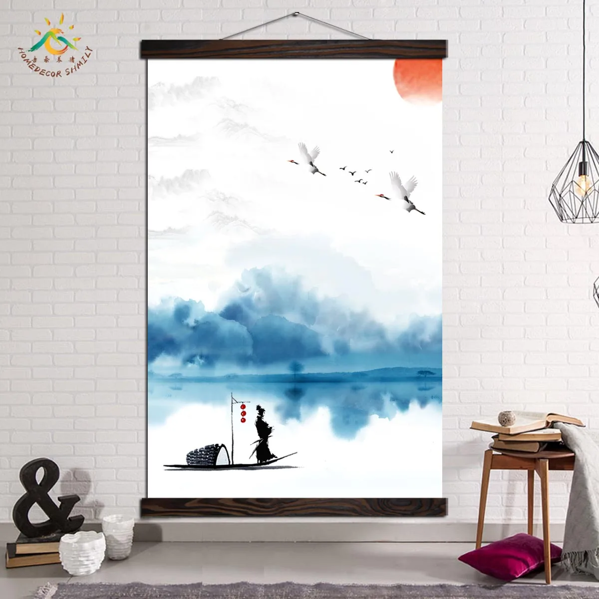 

Japan Samurai Red Crowned Crane Ancient Landscape Posters and Prints Canvas Painting Abstract Wall Art Picture Decoration Home