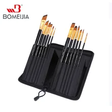 12 шт Профессиональный набор кистей с холщовой сумкой для акварельных акриловых красок принадлежности художественные кисти ремесло длинная деревянная ручка