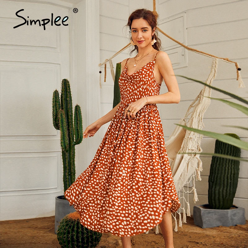 Simplee midi casual summer beach dress women spaghetti strap leopard dresses ruffles bow tie backless dresses Vestido 2020 Simplee midi casual summer beach dress women spaghetti strap leopard dresses ruffles bow tie backless dresses Vestido 2020