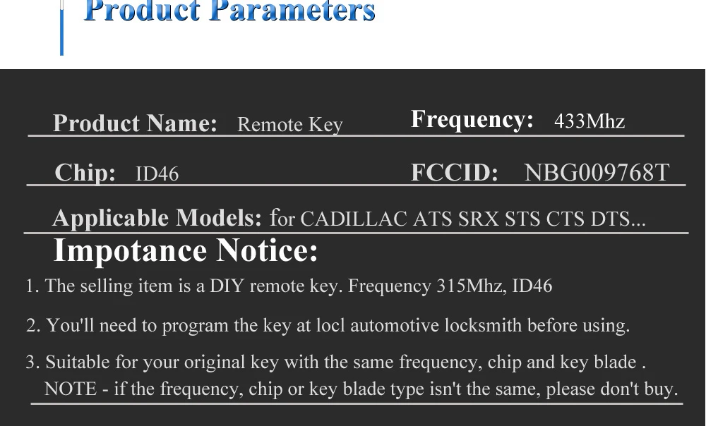 Jingyuqin 433 МГц NBG009768T смарт-ключ для Cadillac SRX 2010 2011 2012 2013 без ключа 5 кнопок дистанционного ключа автомобиля