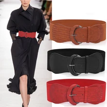 Pемень широкий для пальто mодный дизайнерский плюс размер эластичный корсет пояс для платья пальто Роскошные высококачественные широкие черные красное полотно ремни женские большие коричневые