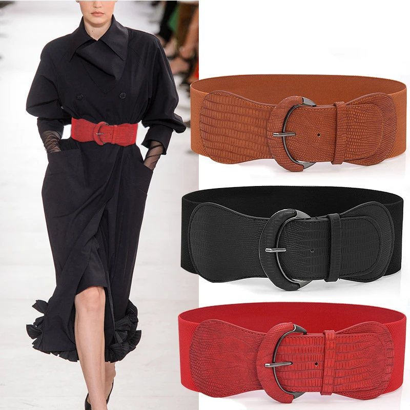 

Plus size belt wide big cummerbunds corset belts for women dress coat fashion elastic designer high quality black grosse woman