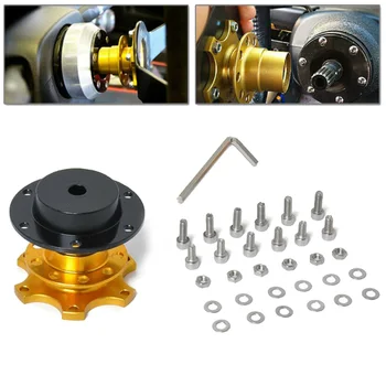 

Set Quick Release Hub Car Auto Steering Wheel Aluminum Alloy Gold Adapter Snap Off Type