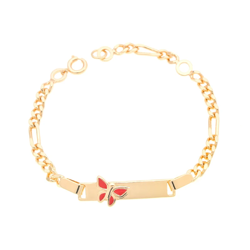 Красная бабочка для браслетов младенцев Детские ювелирные аксессуары дети Золотой Браслет Bijoux Bebe Baby Armbanden Pulceras Bransoletka B0231