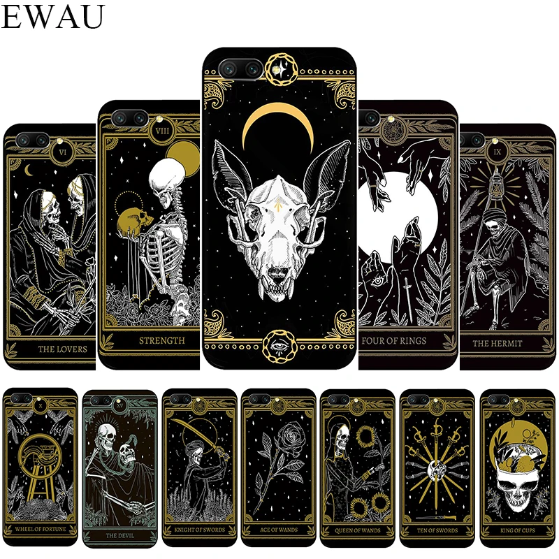 EWAU Death Tarot Silicone phone case for Huawei Honor 6A 7A Pro 7C 7X 8X 8 9 Note 10 Lite view 20 9X | Мобильные телефоны и