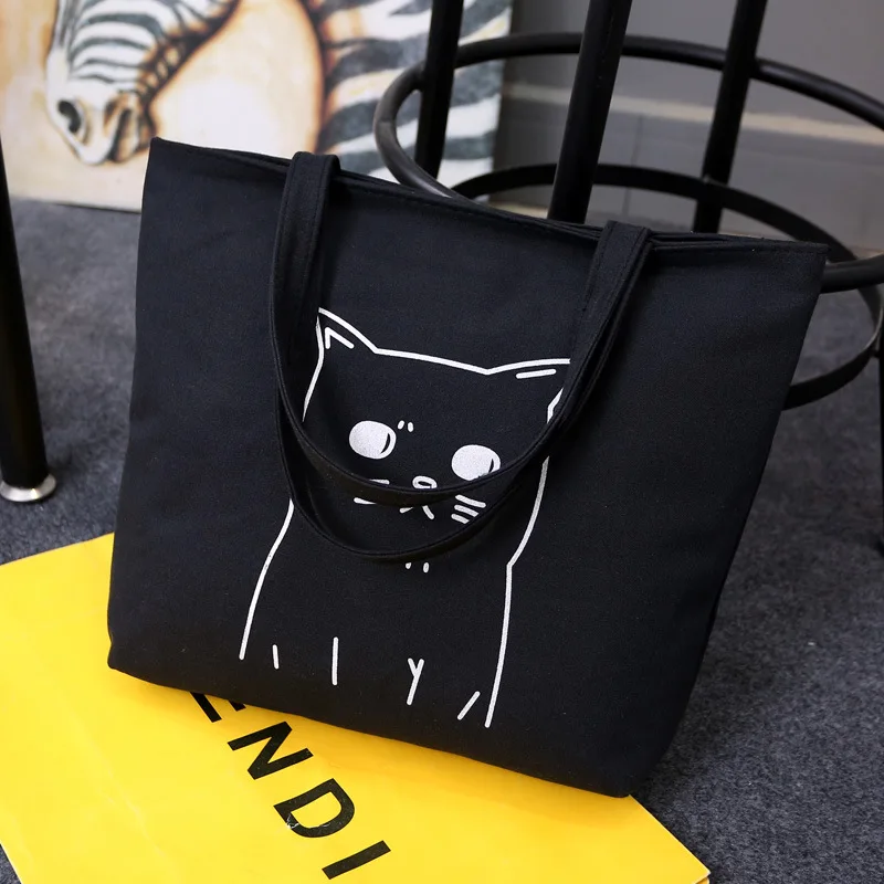 

New Style WOMEN'S Canvas Bag Cartoon Printed Shopping Bag Canvas College Student School Bag