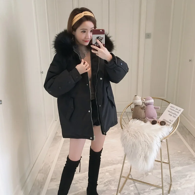 

2018 Winter New Style Cotton-padded Clothes Women's Mid-length Korean-style Loose-Fit Versatile Hooded Waist Hugging Thick Warm