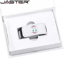 JASTER-Pendrive personalizado de cuero + caja blanca, Pen drive de 64GB, 32GB, 4GB, 8GB y 16GB, con logotipo gratis de más de 1 pieza, 2,0