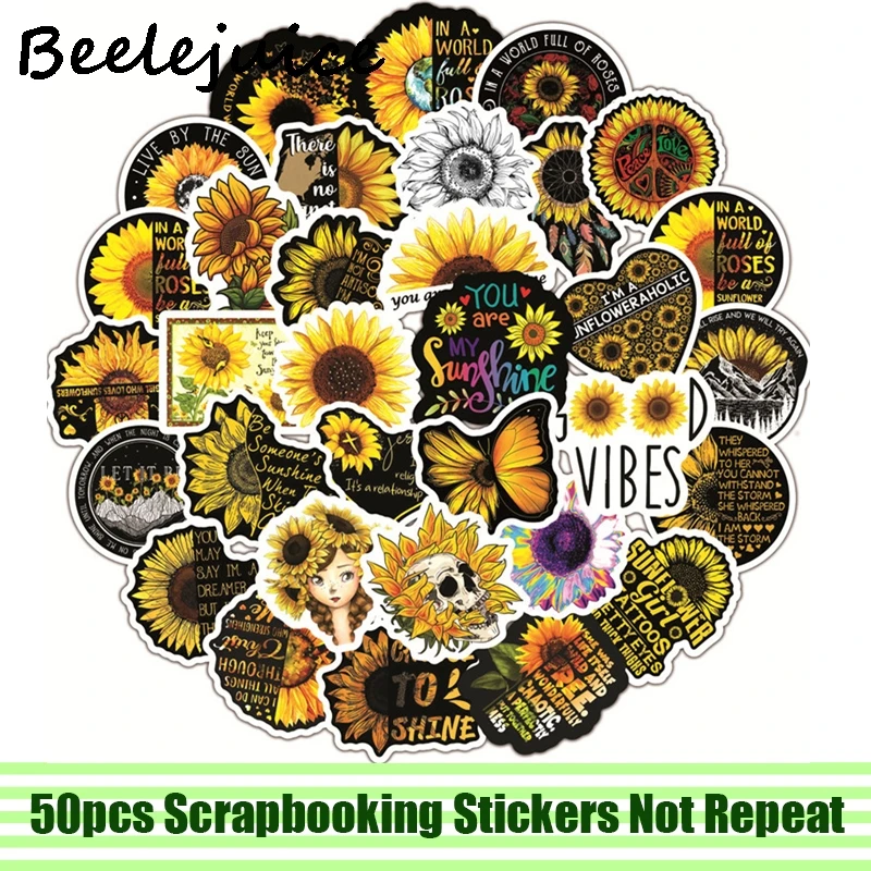 

50pcs Sunflowers you are my sunshine Stickers Skateboard Guitar Suitcase Girls Waterproof scrapbooking Sticker Kids Graffiti