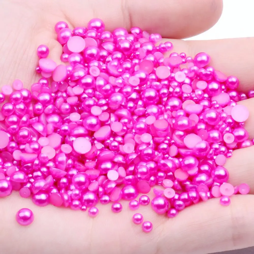 Half Round Pearls Beads 10000pcs 3mm Colors Crafts ABS Resin Gems DIY Nail Art Ornament Jewelry Pearlized Cabochon - Цвет: 21 rose