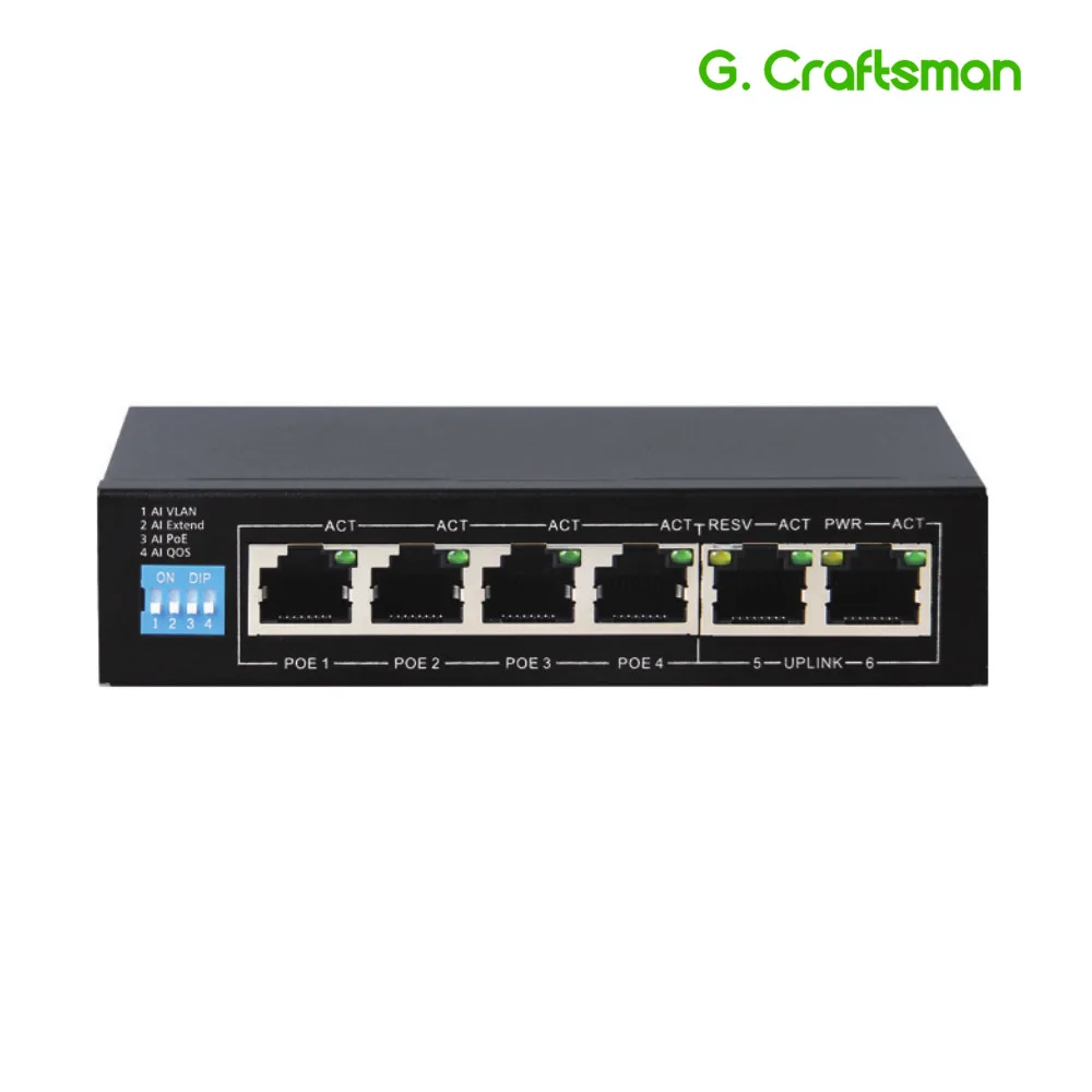  G.Craftsman Full Gigabit 4 Port Poe Switch Support IEEE802.3af/at For CCTV 5MP 8MP IP Camera Wirele