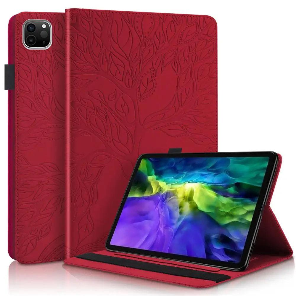 3D тиснением для iPad Pro 11 чехол Дерево откидная крышка 2021 2020 с отделениями кошелька