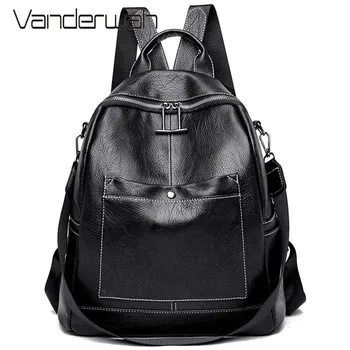 

Women Leather Multifunction Backpack Large Capacity Female Shoulder Bag Sac A Dos School Bags For Teenage Girls Travel Backpack
