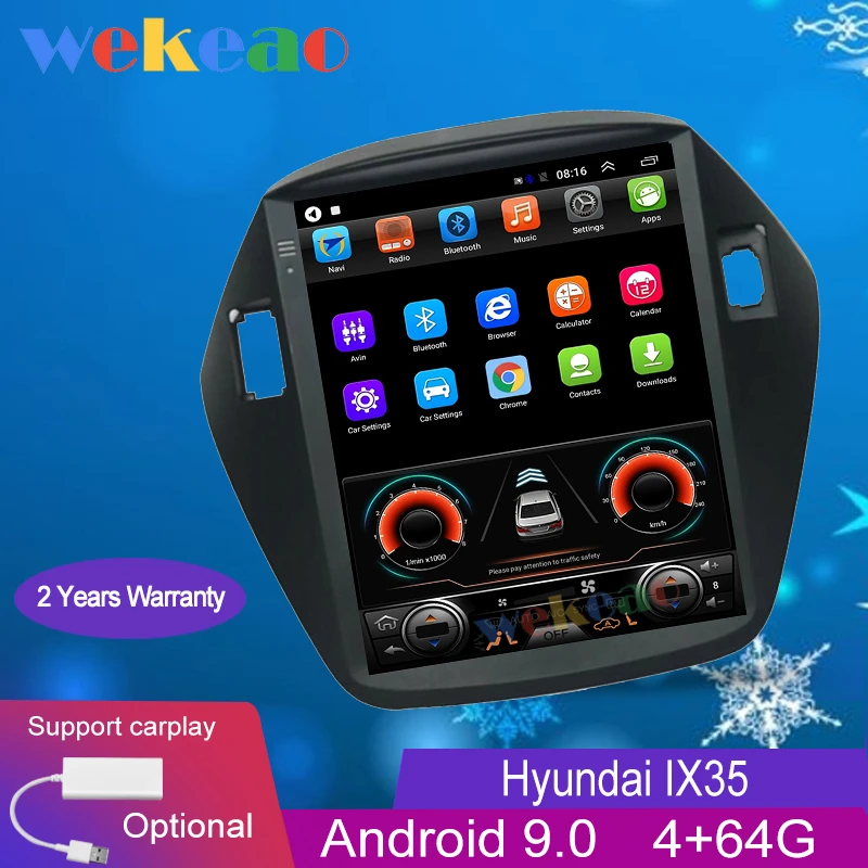 Wekeao Vertical Screen Tesla Style 10.4'' Android 9.0 Car Radio GPS Navigation For Hyundai IX35 Tucson Dvd Player 2010-2014 |