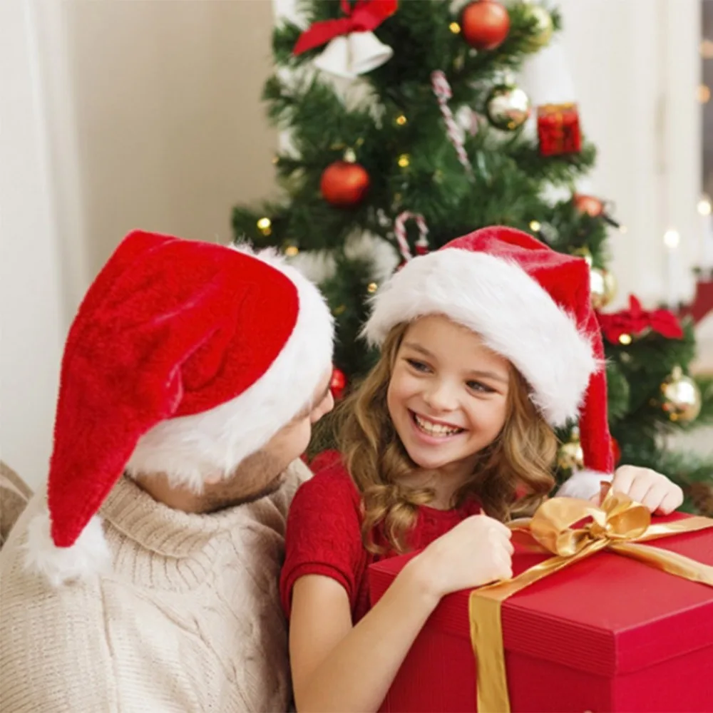 2 шт Рождественская шапка, Рождественская шапка для детей, Abult, толстый Ультра мягкий плюш, шапка Санта Клауса, Праздничный Рождественский Декор, kerstmuts# 2F