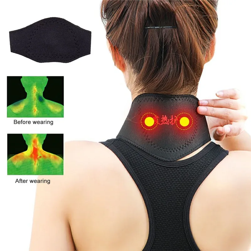 1piece Self-heating Tourmaline Neck Magnetic Therapy Support Tourmaline Belt Wrap Brace Pain Relief Neck Massager Products