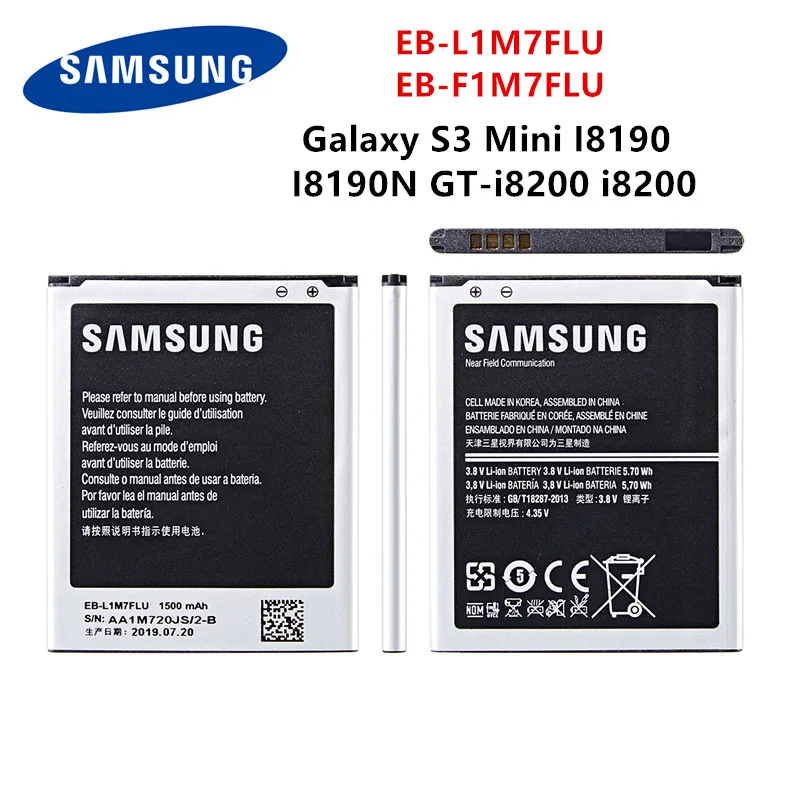 SAMSUNG Orginal EB-L1M7FLU EB-F1M7FLU 1500mAh battery For Samsung Galaxy S3 Mini GT-I8190 i8160 I8190N GT-i8200 S7562 G313 WO | Мобильные