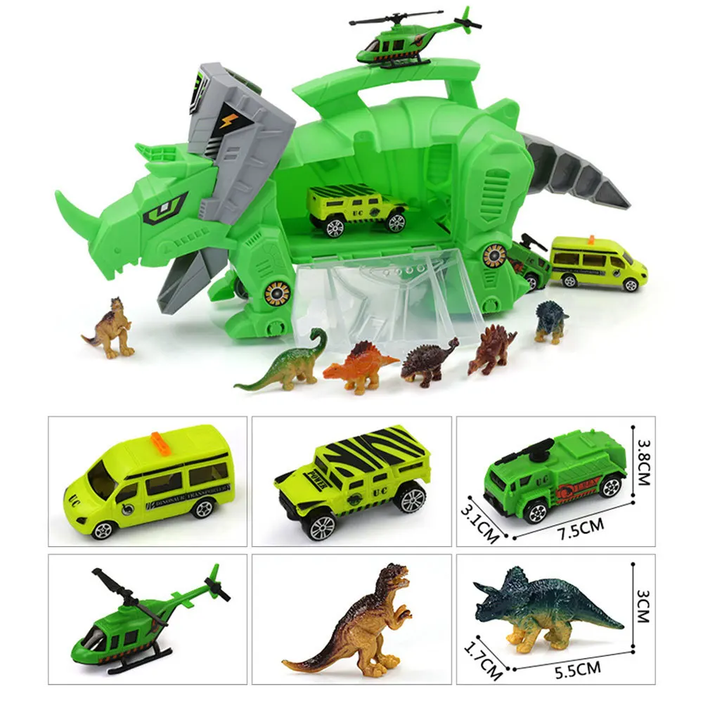 Simulation Mini Dinosaur Toy Car Model Portable Storage Carrier For Kids Children Engineering Vehicle Toys Home 3