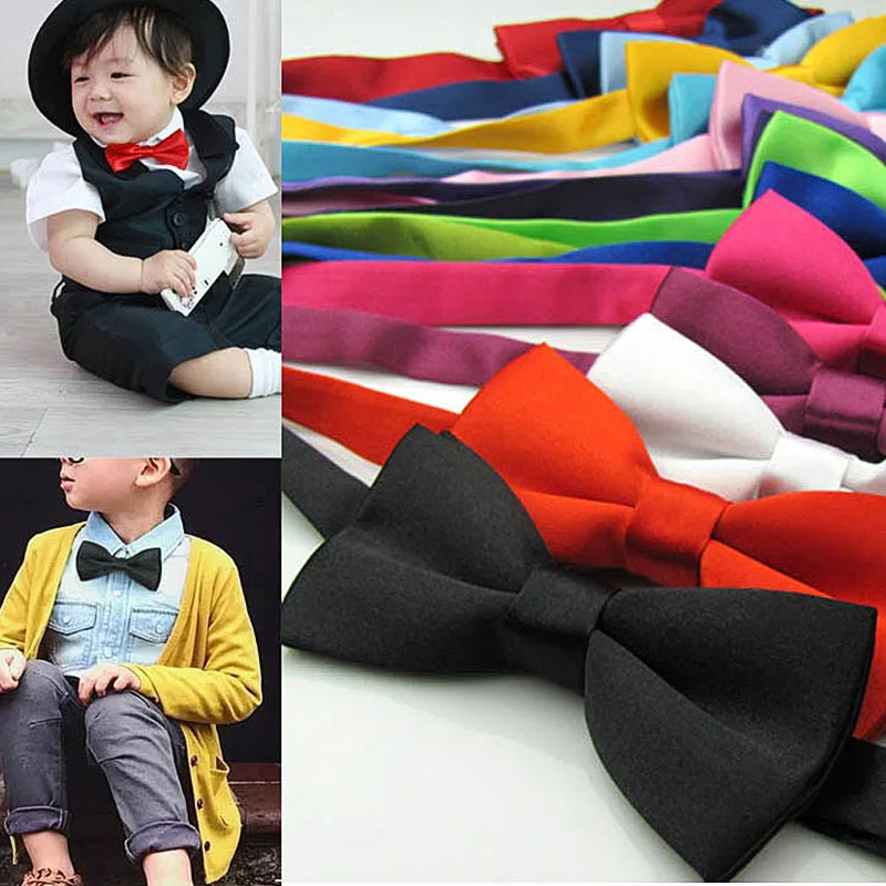 Классический Детский галстук-бабочка, галстук-бабочка для мальчиков и девочек, модный однотонный 35 цветов, мятный, зеленый, красный, черный, ...