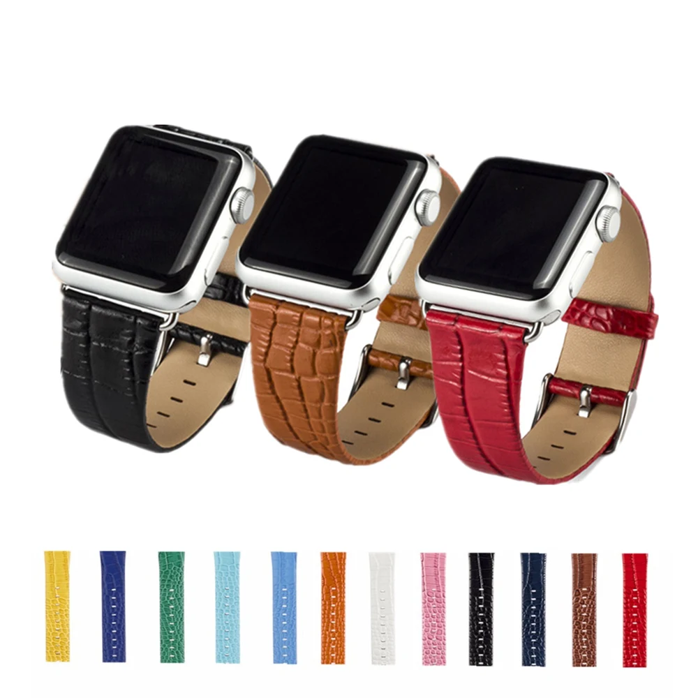 Кожаный ремешок для apple Watch band 4(iwatch 5) 44 мм 40 мм apple watch 3 2 1 ремешок 42 мм 38 мм Ремешки для наручных часов с крокодиловой полосой