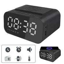 

Multifunction LED Smart Digital Clock Fm Radio Desktop Alarm Clock Wireless Charger Bluetooth Speaker Wake Up Clock Snooze