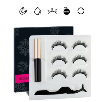 

Magnetic Eyeliner Eyelashes Set Magnet False Eyelash Liquid Eyeliner Tweezer Kit Eye-makeup