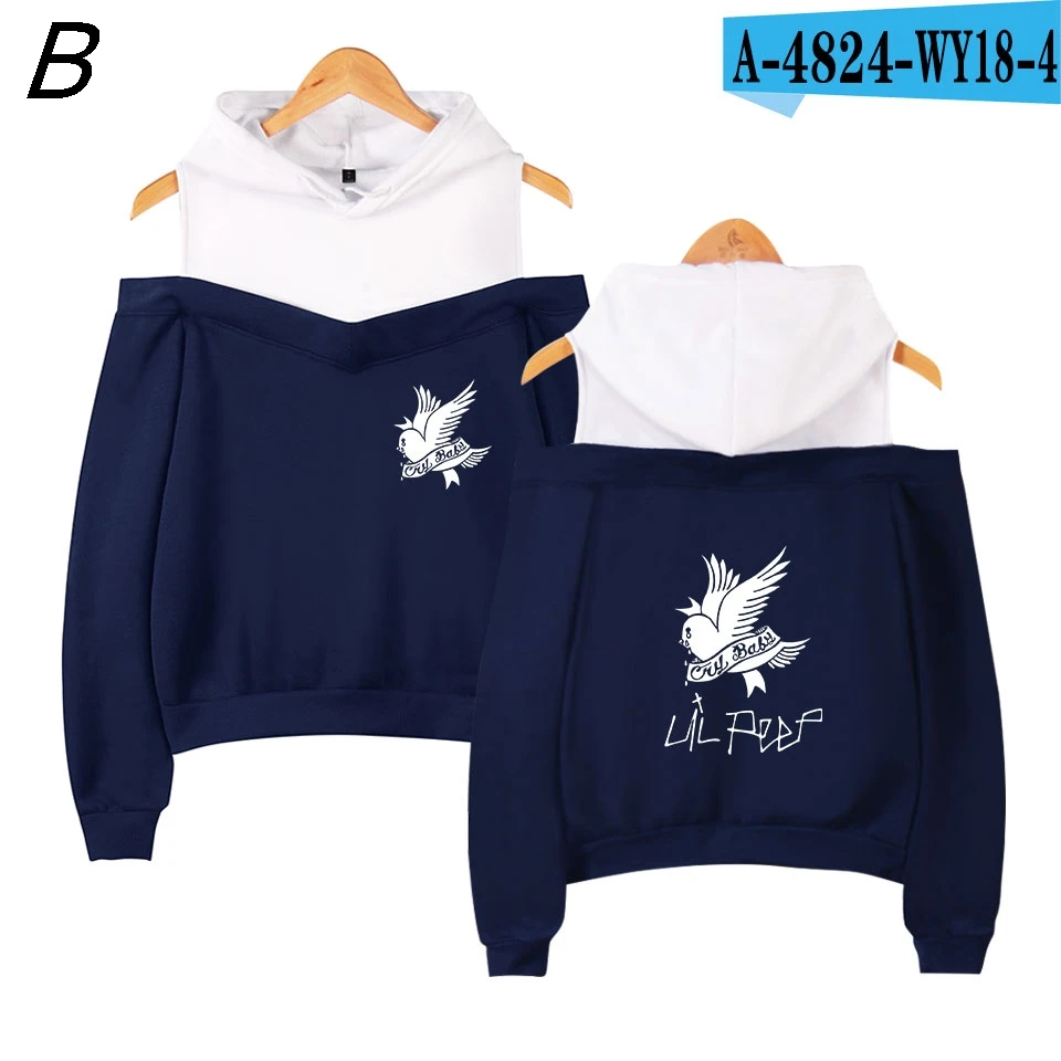 blue Lil толстовка с открытым плечом, Vrouwen, новинка, эмо раппер, крик, Детская толстовка с рисунком, Повседневная модная толстовка, пуловер - Цвет: blue